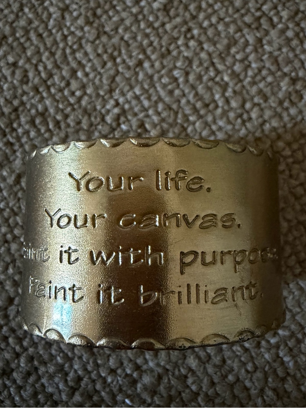 Gold Inspirational Cuff Bracelet - Text Engraved
